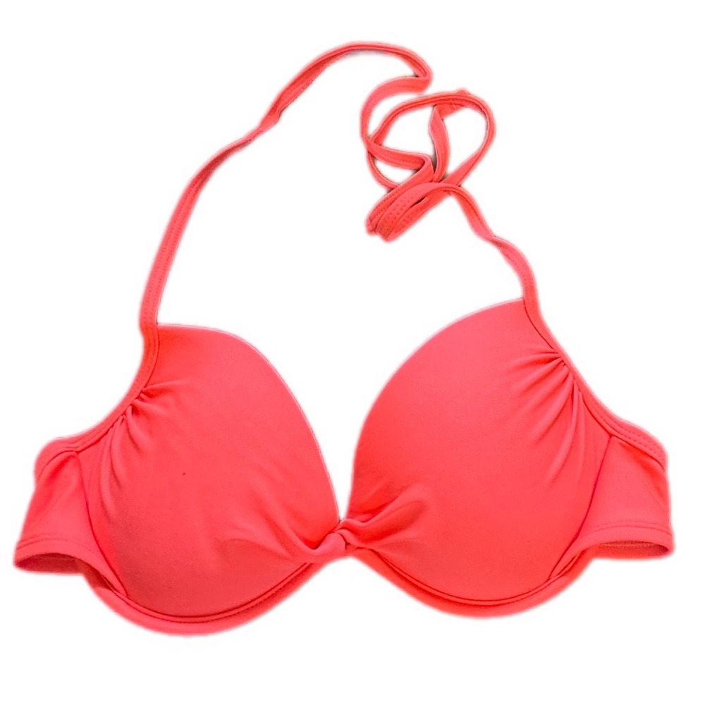 Xhilaration Bikini Top Women Medium Coral Pink Push Up Underwire Halter Swimwear